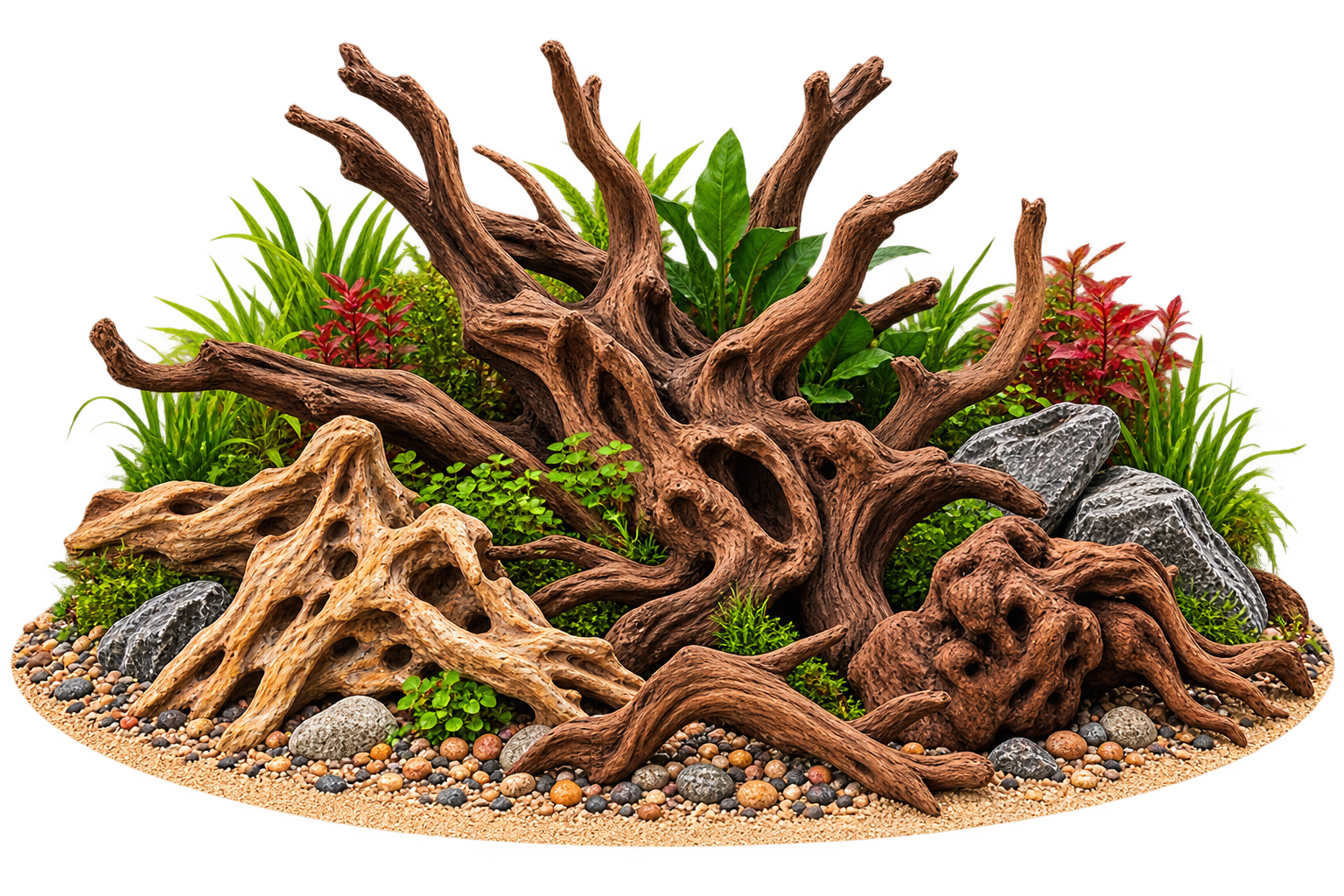 Verschiedene Aquarium Wurzeln und Naturholz für Aquascaping und Hardscape