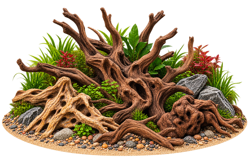 Verschiedene Aquarium Wurzeln und Naturholz für Aquascaping und Hardscape