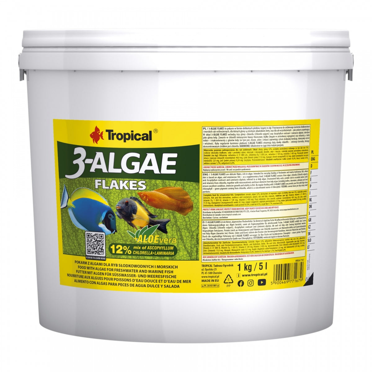 Tropical 3-Algae Flakes 5 l / 1 kg Eimer