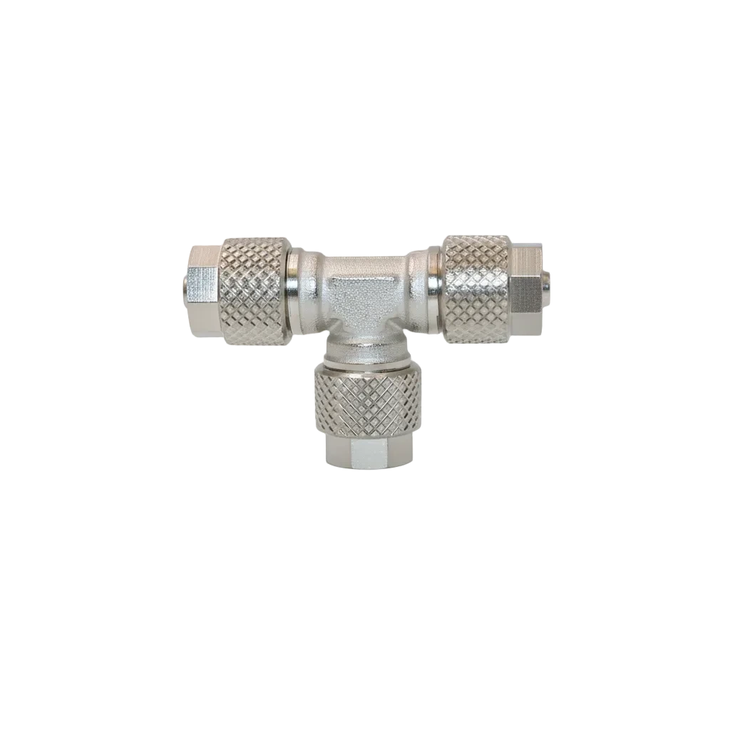 AQUA-NOA CO₂ T-Stück Verteiler aus vernickeltem Messing für 4/6 mm CO₂-Schlauch