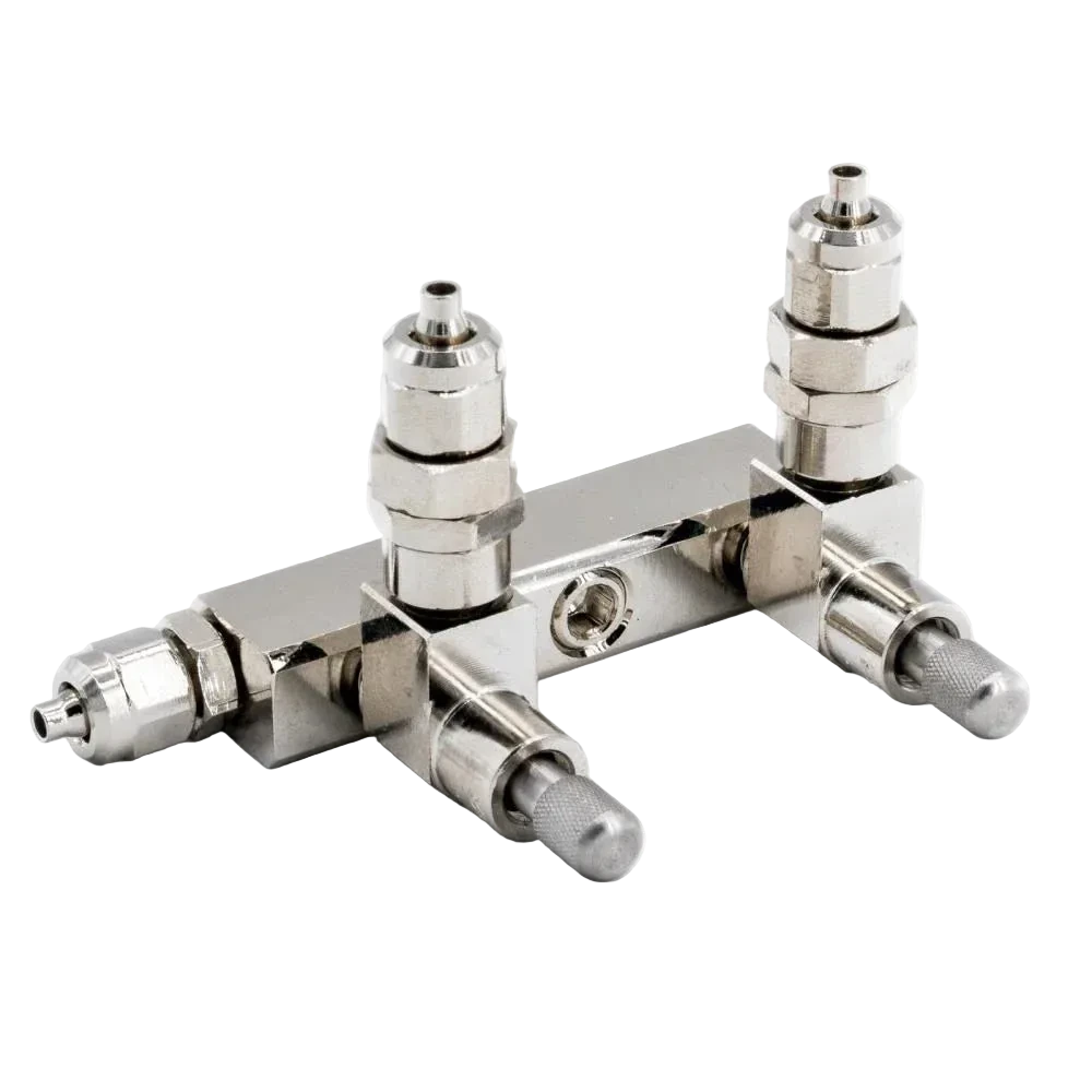 AQUA-NOA CO₂ Verteiler mit 2 Feinnadelventilen und integrierten Rückschlagventilen
