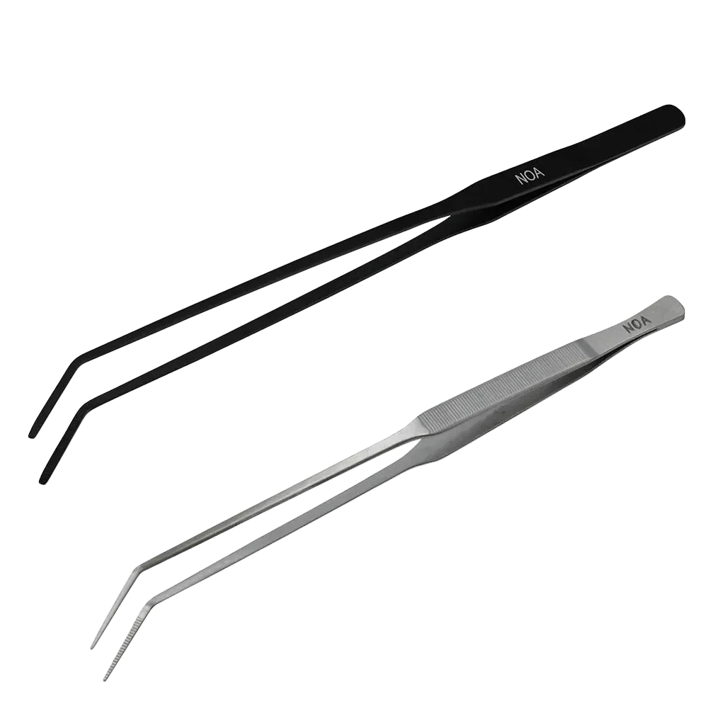 AQUA-NOA Curved Tweezers in Edelstahl und Blackline