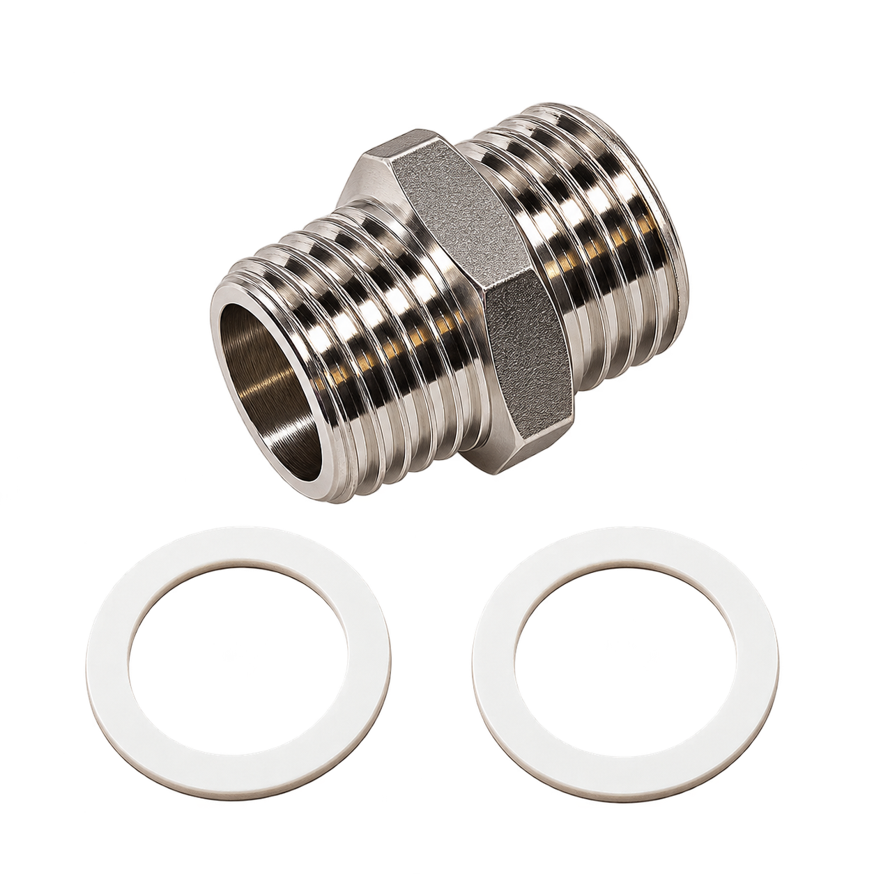 AQUA-NOA Doppelnippel mit 2× 1/8″ Außengewinde und Dichtungen