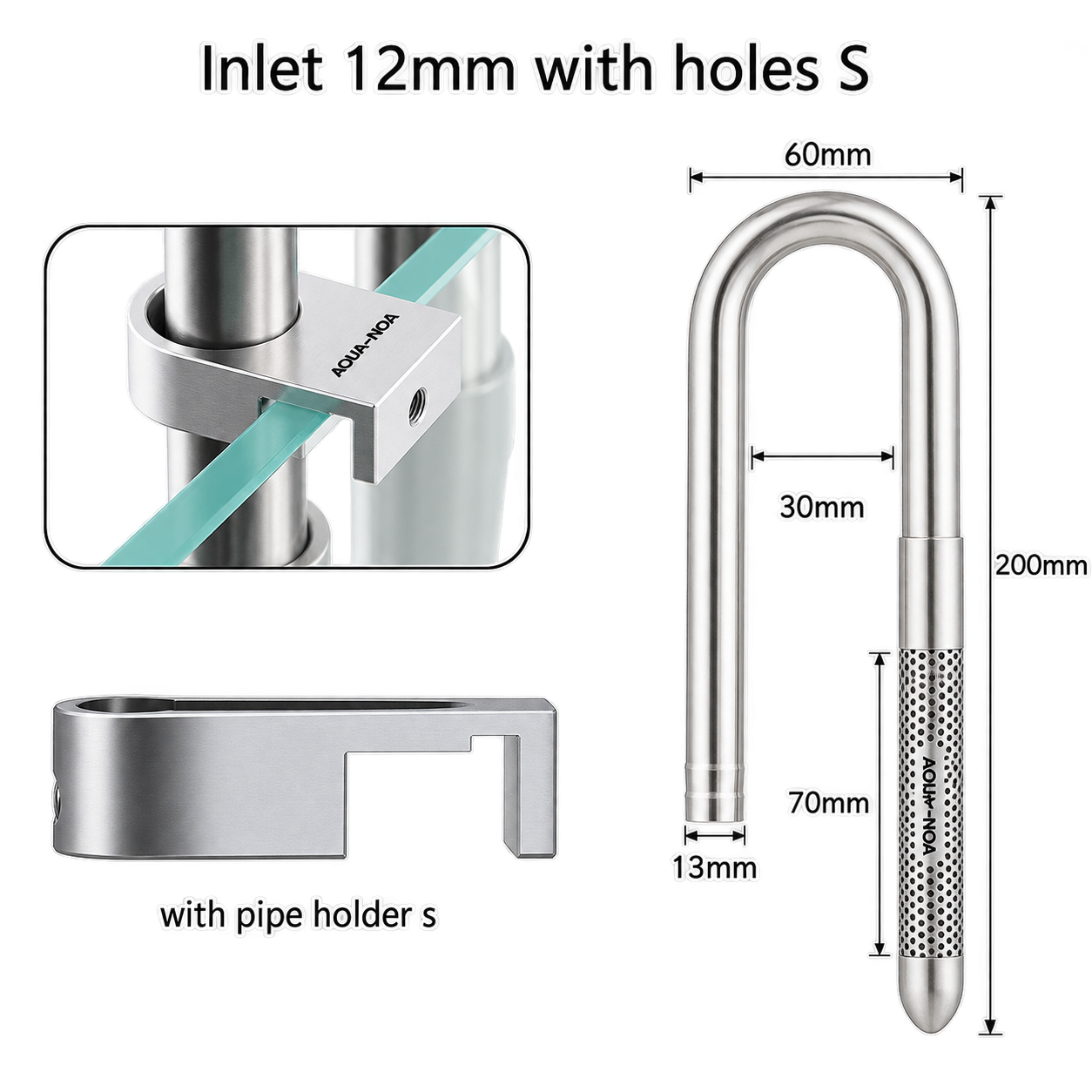 AQUA-NOA Edelstahl Inflow 13mm Mini für Aquarium Außenfilter