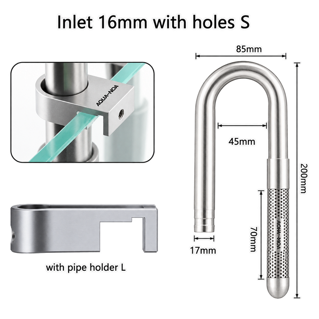 AQUA-NOA Edelstahl Inflow 17mm Mini für Aquarium Außenfilter