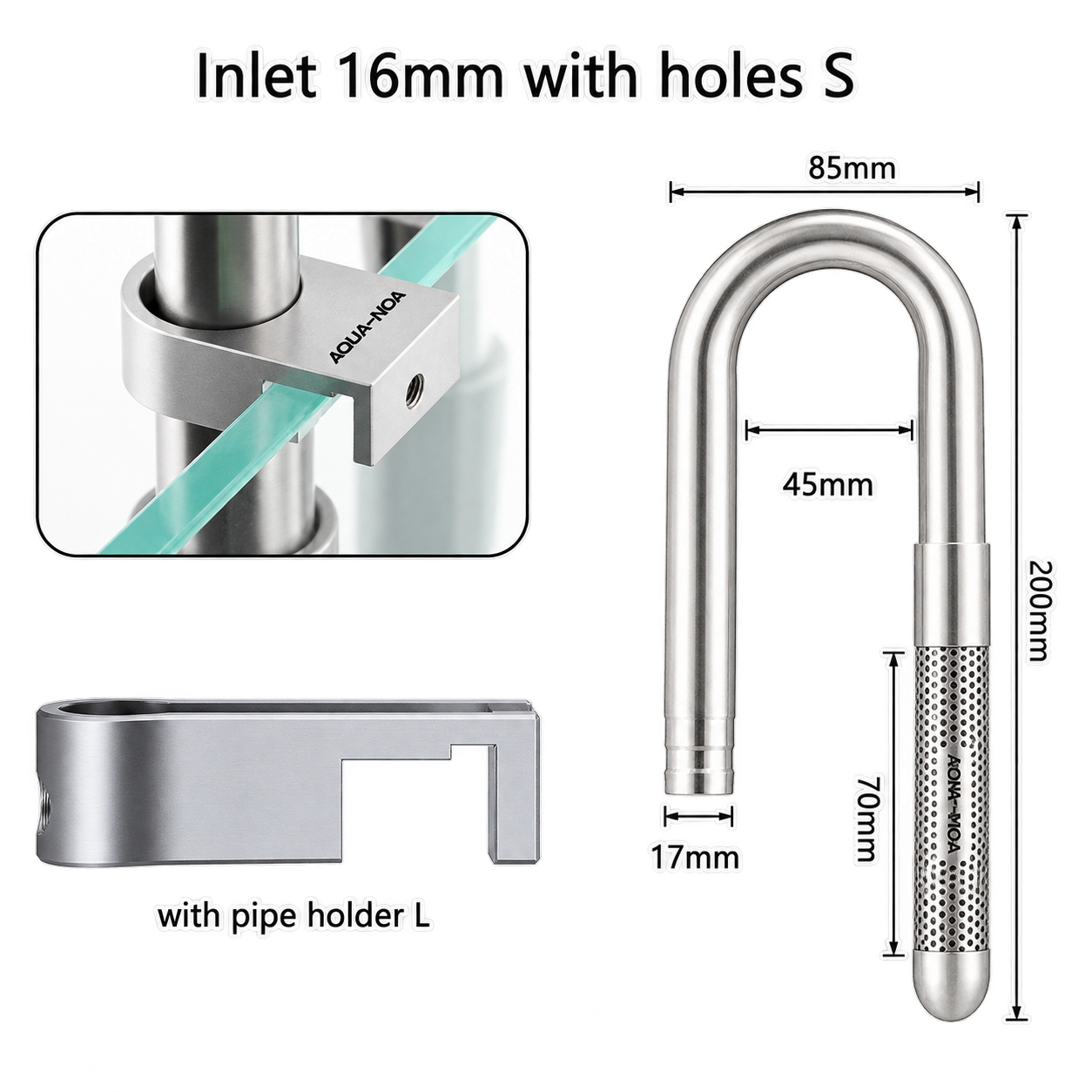 AQUA-NOA Edelstahl Inflow 17mm Mini für Aquarium Außenfilter