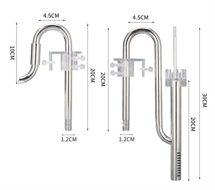 AQUA-NOA Edelstahl Skimmer Set kurz für 13 mm Filterschlauch