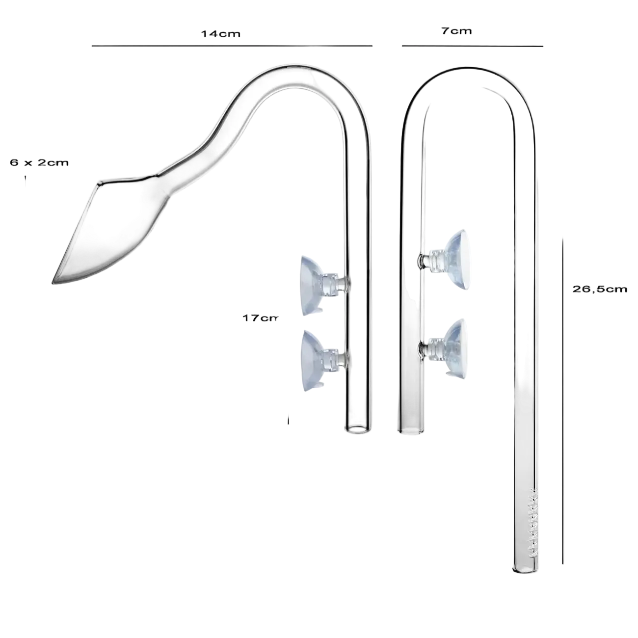 AQUA-NOA Lily Pipe Set Slim aus Glas für 12/16 mm Filterschlauch