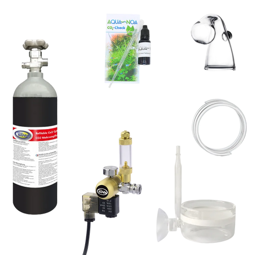 AQUA NOVA CO2-Anlage Komplettset mit Magnetventil und grauer CO2-Mehrwegflasche XL Diffusor