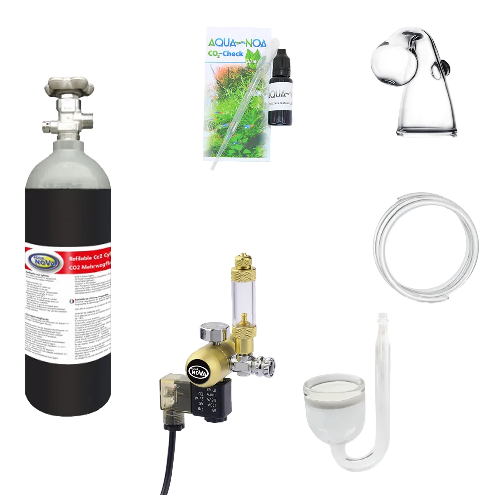 AQUA NOVA CO2-Anlage Komplettset mit Magnetventil und grauer CO2-Mehrwegflasche