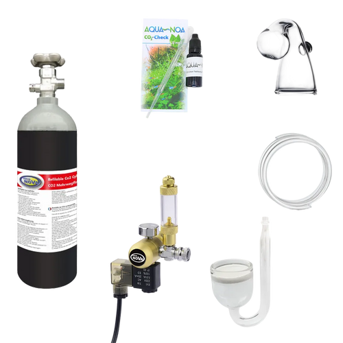 AQUA NOVA CO2-Anlage Komplettset mit Magnetventil und grauer CO2-Mehrwegflasche