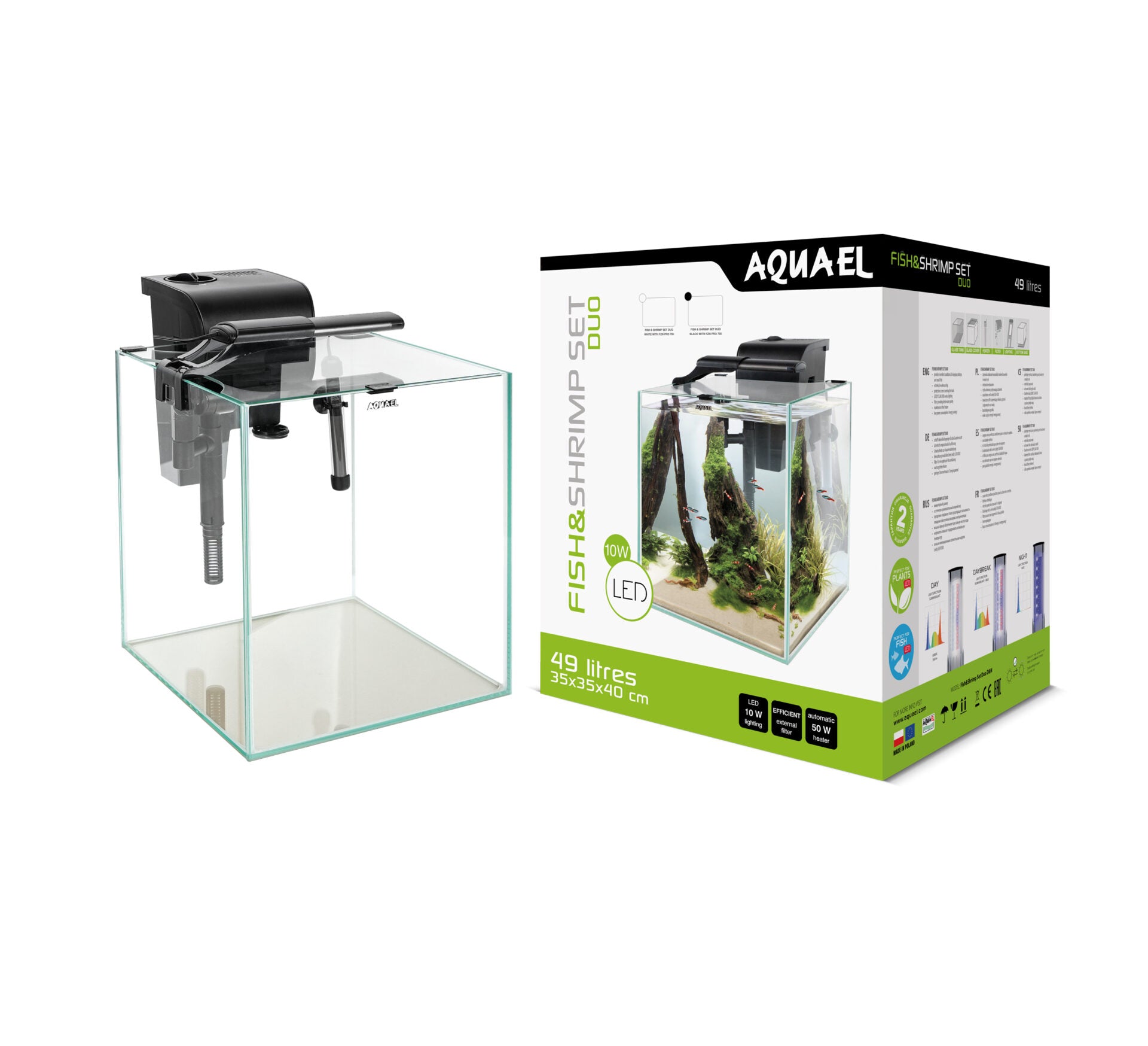Aquael Fish & Shrimp Set Duo D&N 35 Aquarium-Komplettset mit 49 Litern
