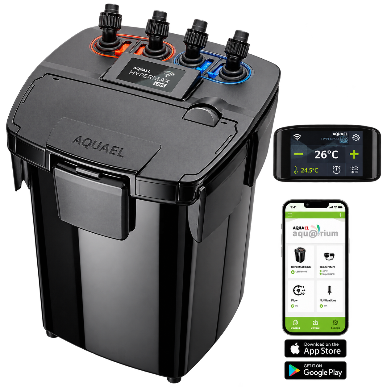 AQUAEL HYPERMAX Link Außenfilter mit integrierter Heizung und App-Steuerung