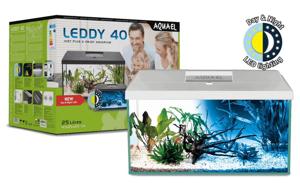 AQUAEL LEDDY DAY&NIGHT 40 Aquarium-Set Weiß mit 25 Liter