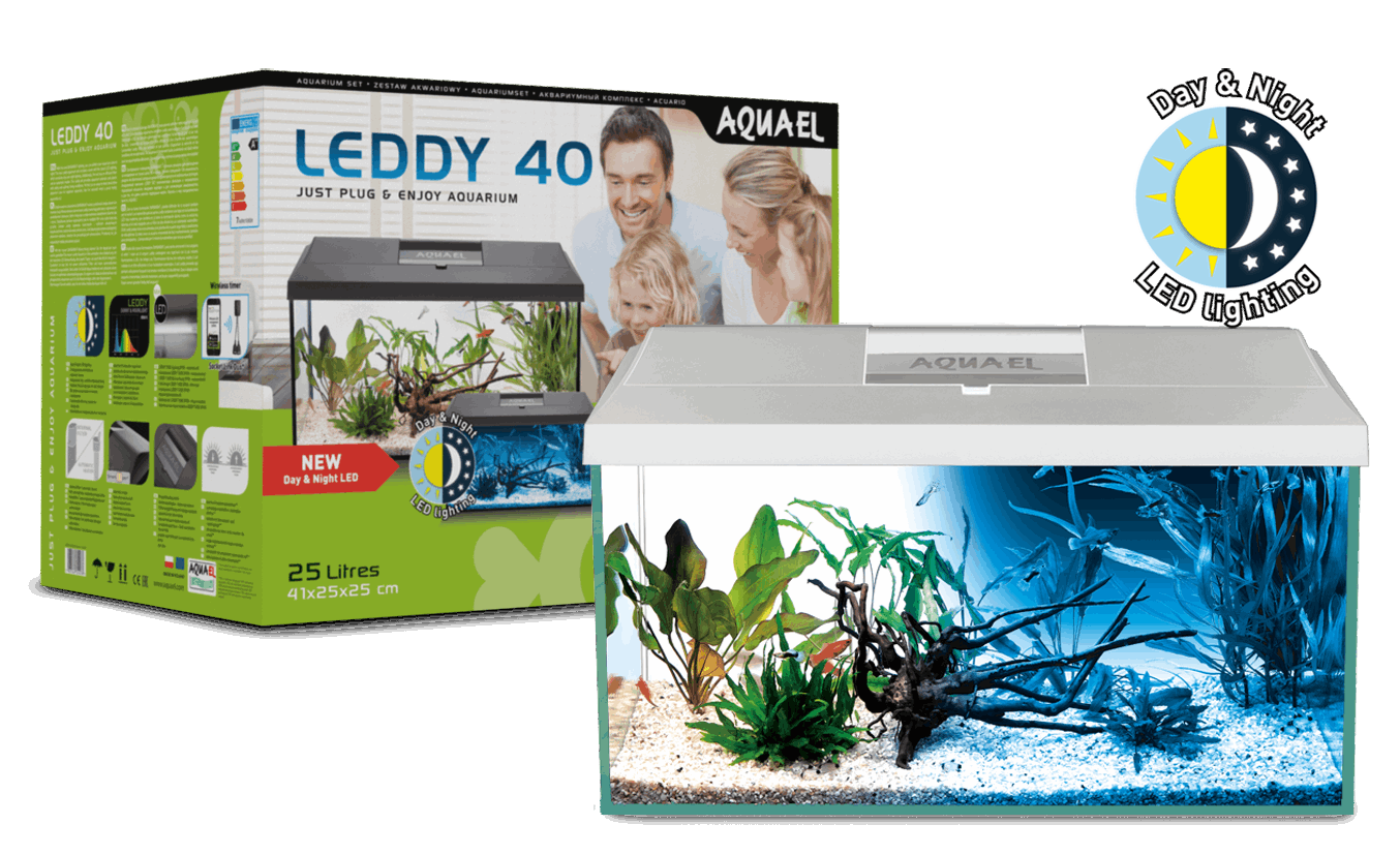 AQUAEL LEDDY DAY&NIGHT 40 Aquarium-Set Weiß mit 25 Liter