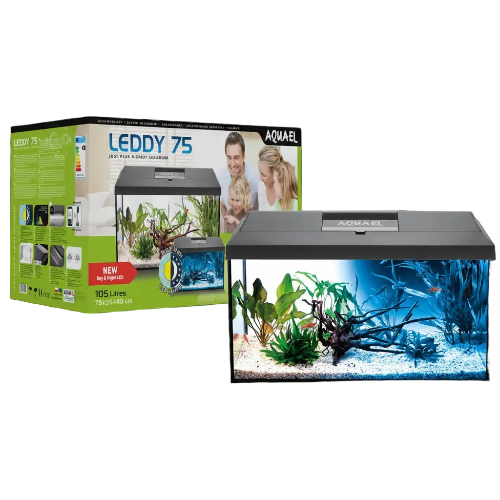 AQUAEL LEDDY DAY&NIGHT 75 Aquarium-Set Schwarz mit 105 Liter