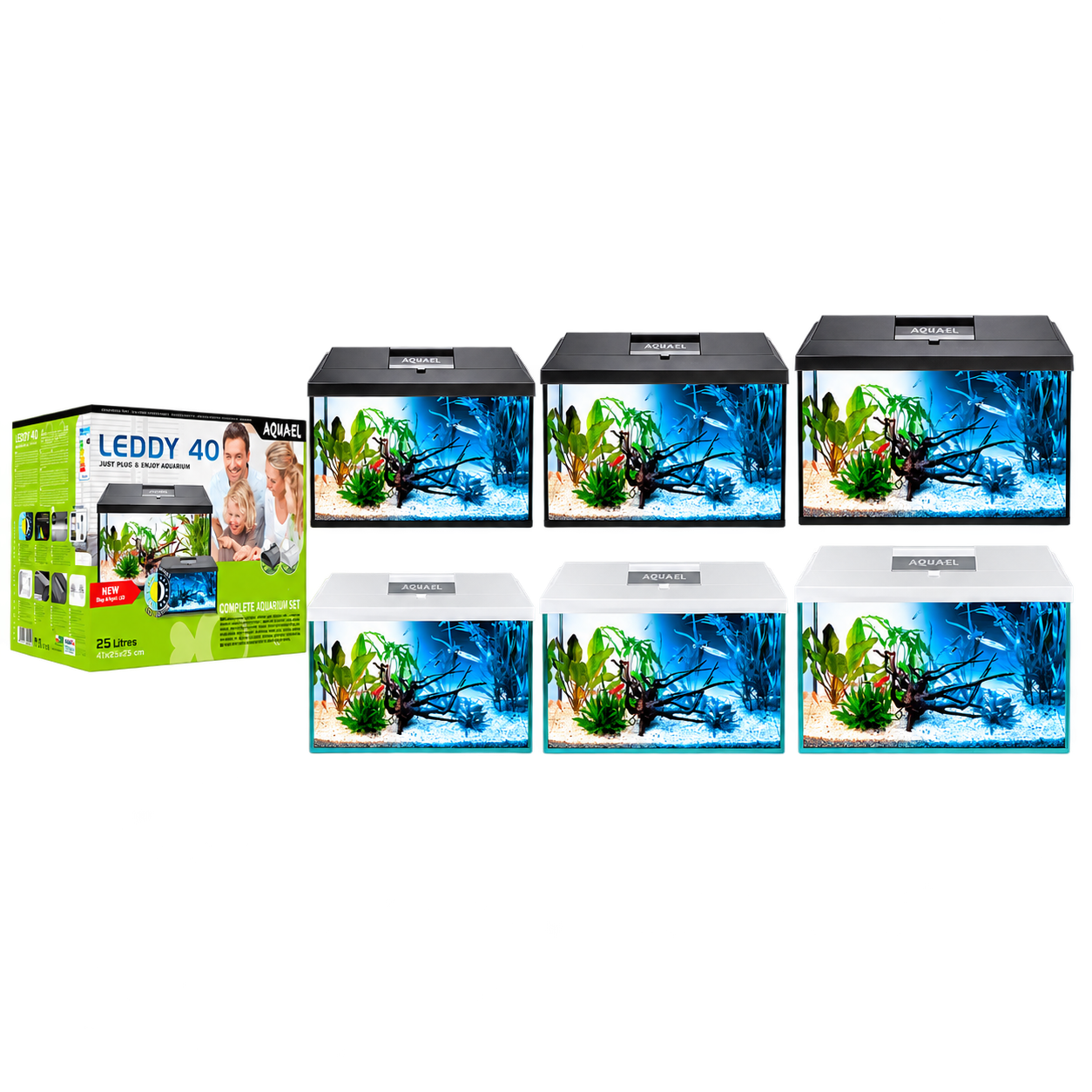 AQUAEL LEDDY DAY&NIGHT Aquarium-Set mit Abdeckung Filter Heizer und LED-Beleuchtung