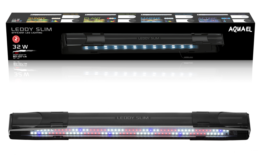 AQUAEL LEDDY SLIM PLANT 32 W Schwarz für Aquarien von 80 bis 107 cm