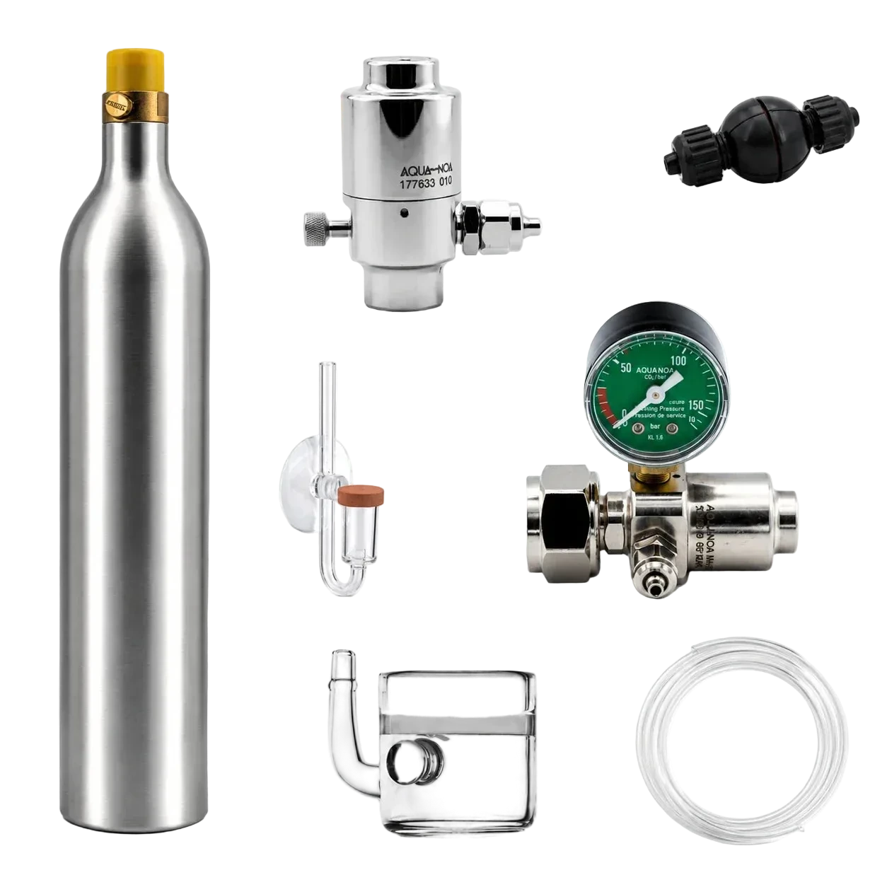Basic CO2 Anlage für Soda-Zylinder mit wählbarem Druckminderer und Diffusor
