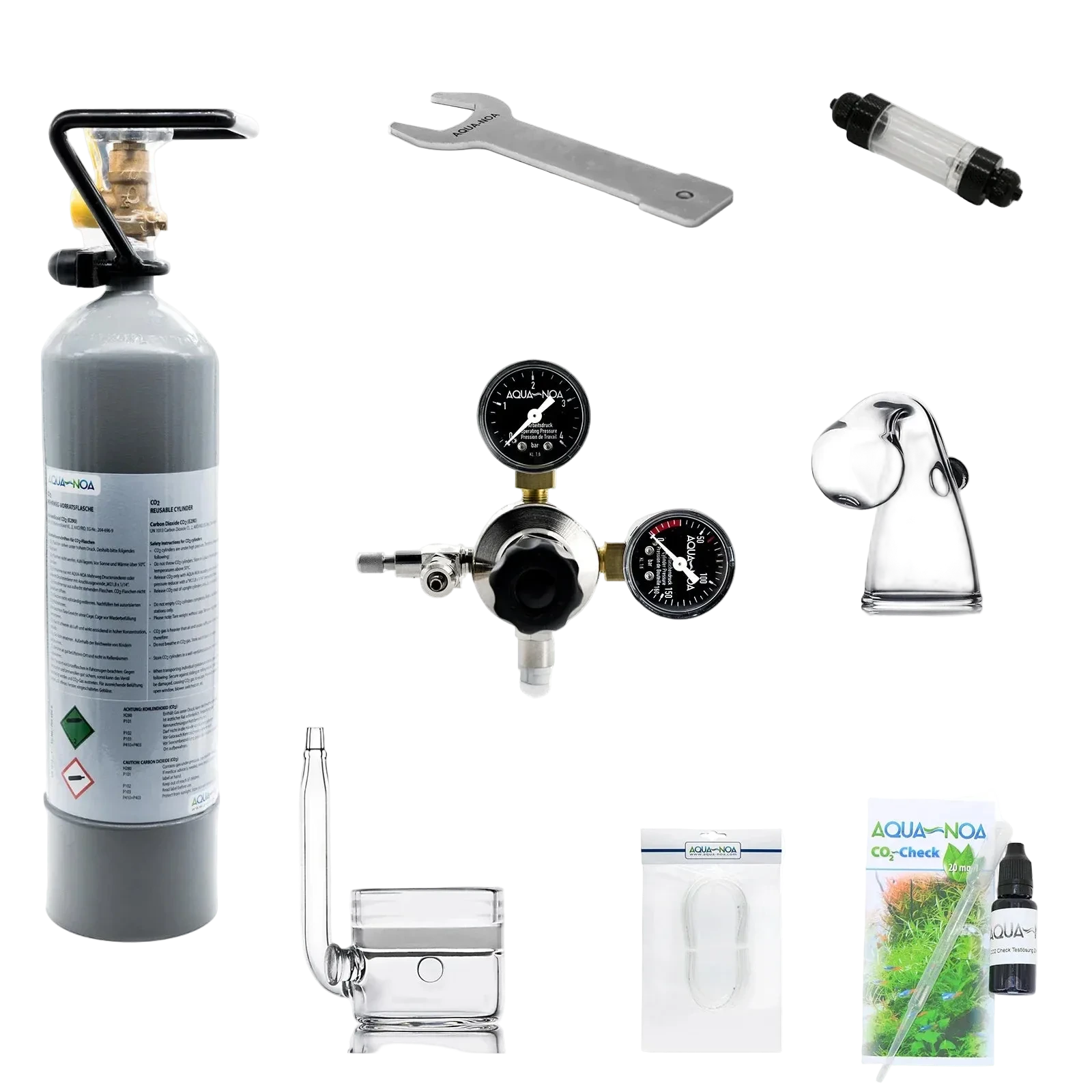 CO₂-Anlage 2 kg Mehrweg Profi mit Druckminderer, Diffusor und CO₂-Flasche