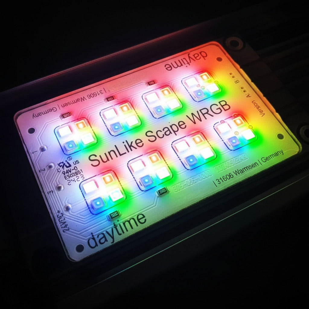 daytime PRO-SLS SunLike-Scape WRGB LED-Modul eingeschaltet im matrix Leuchtenprofil