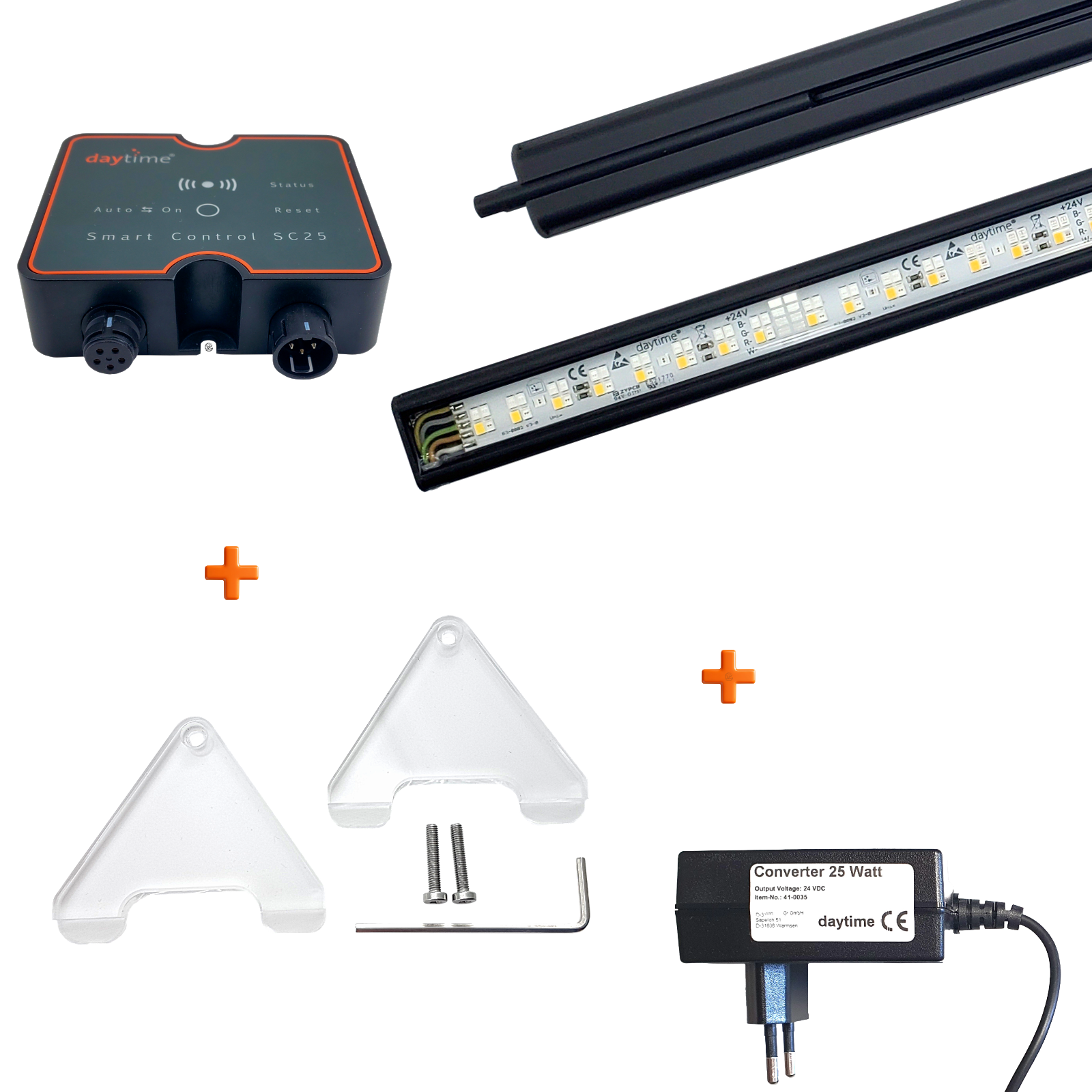 daytime unix black WRGB Scape Set mit Smart Control SC25, Acryl-Adaptern und 25-W-Converter