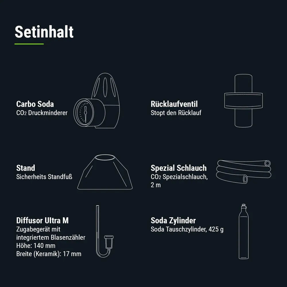 Dennerle Carbo Soda M200 Komplettset mit Soda CO2 Zylinder und Zubehör