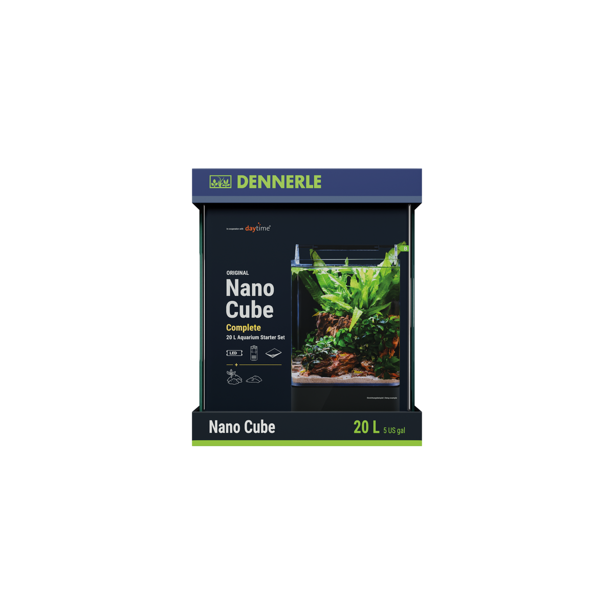 DENNERLE Nano Cube Complete 20 Liter – Verpackung des Nano-Aquarium-Komplettsets