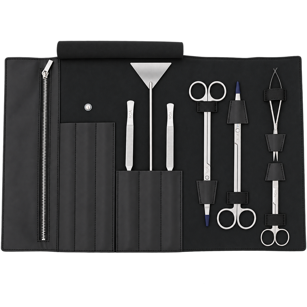 NOA-SCAPE Aquascaping Tools Set Profi mit Rollbag und 7 Werkzeugen