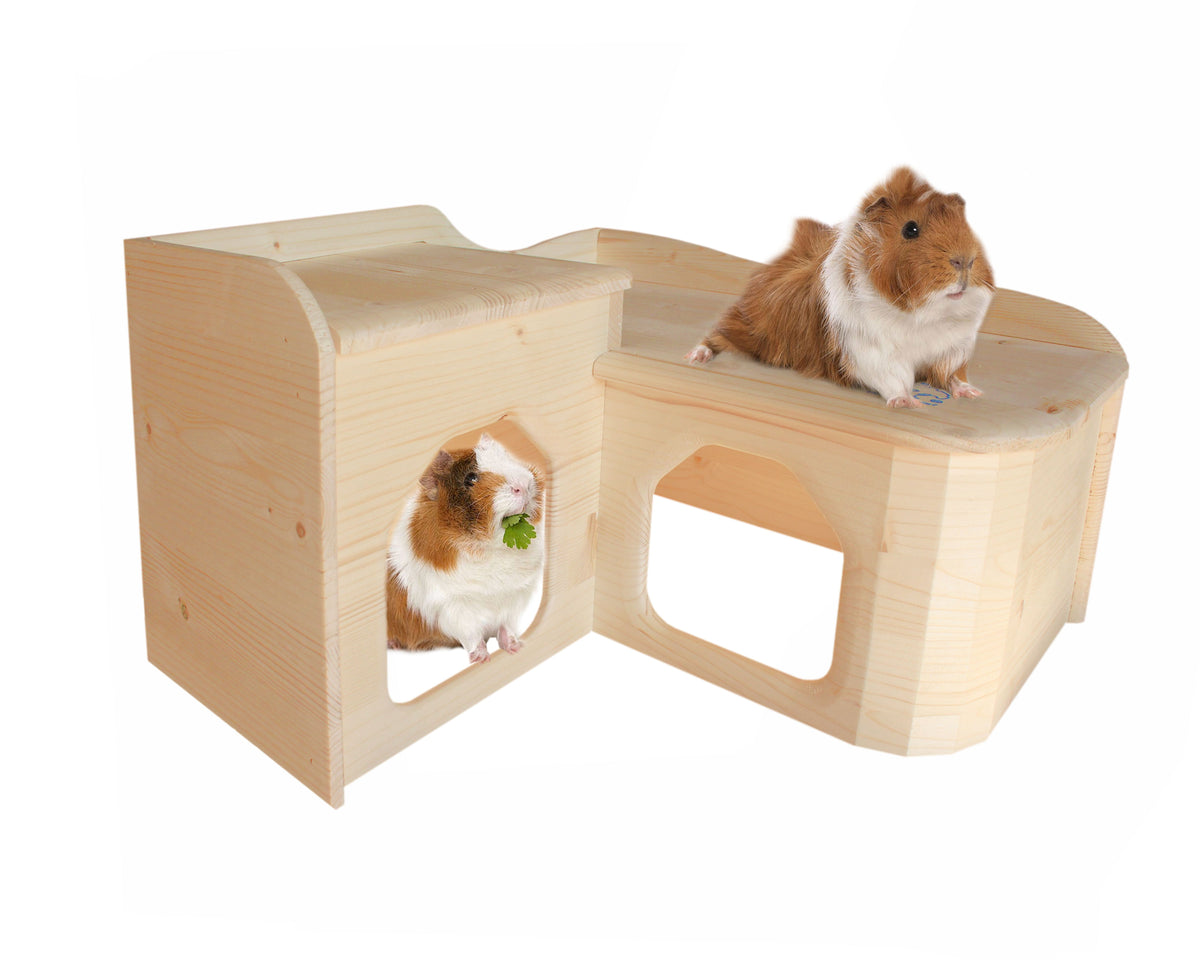 Resch Meerschweinchen Landhaus aus Fichtenholz – Holzhaus mit zwei Eingängen – Produktansicht 2