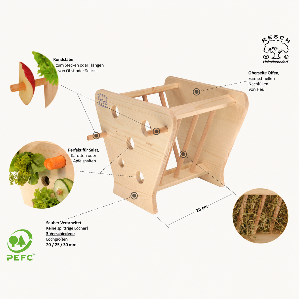 Resch Futterkrippe aus Fichtenholz – Heuraufe & Snackhalter – Hauptansicht