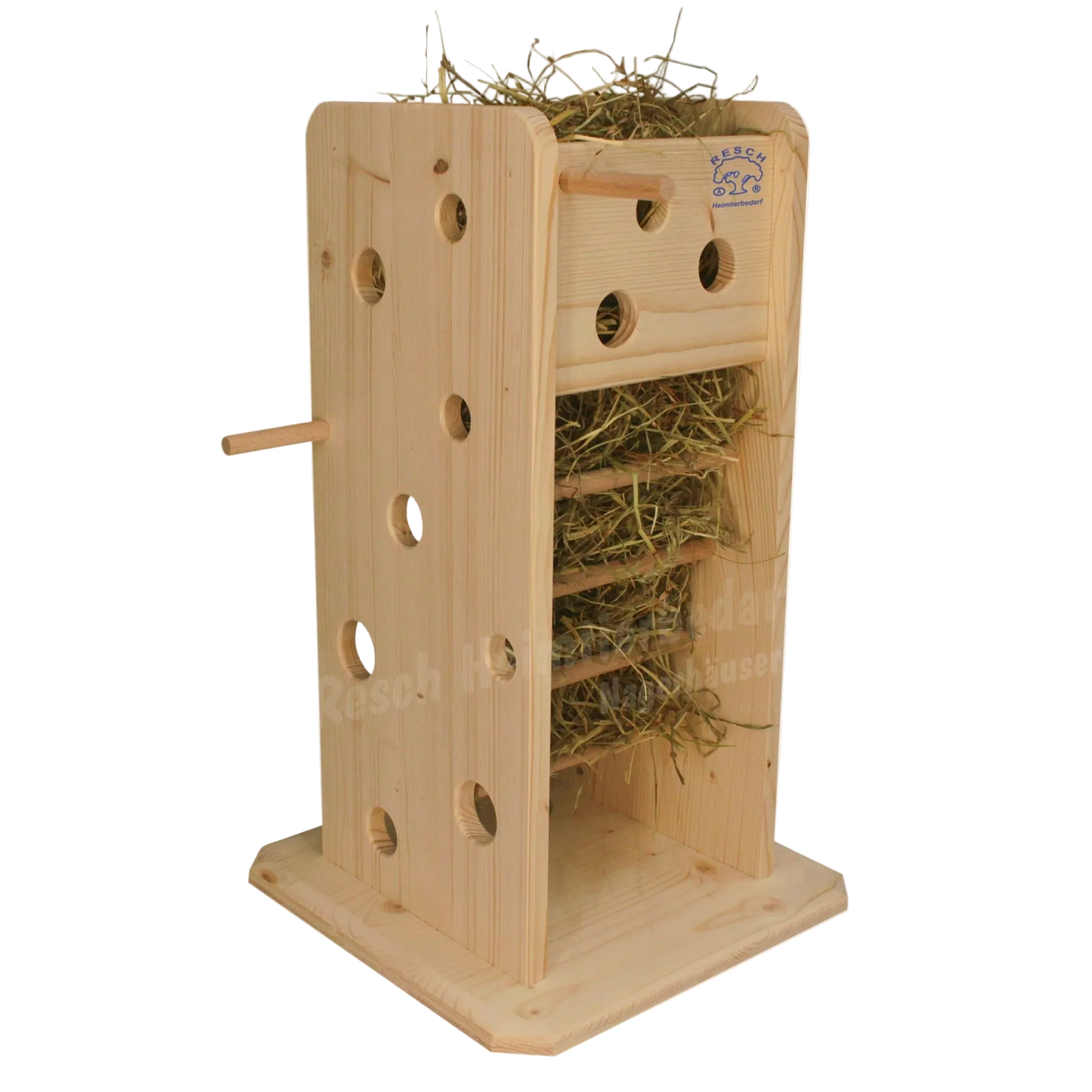 Futterturm / Huraufe aus Holz zur Beschäftigung und Fütterung von Kaninchen