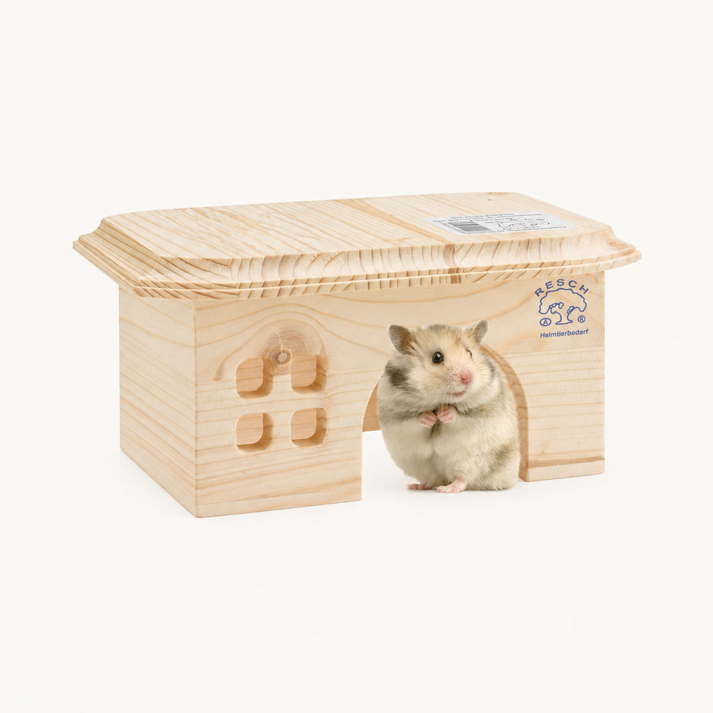 Resch Hamster Bungalow aus Fichtenholz – Holzhaus für Hamster & Mäuse – Hauptansicht
