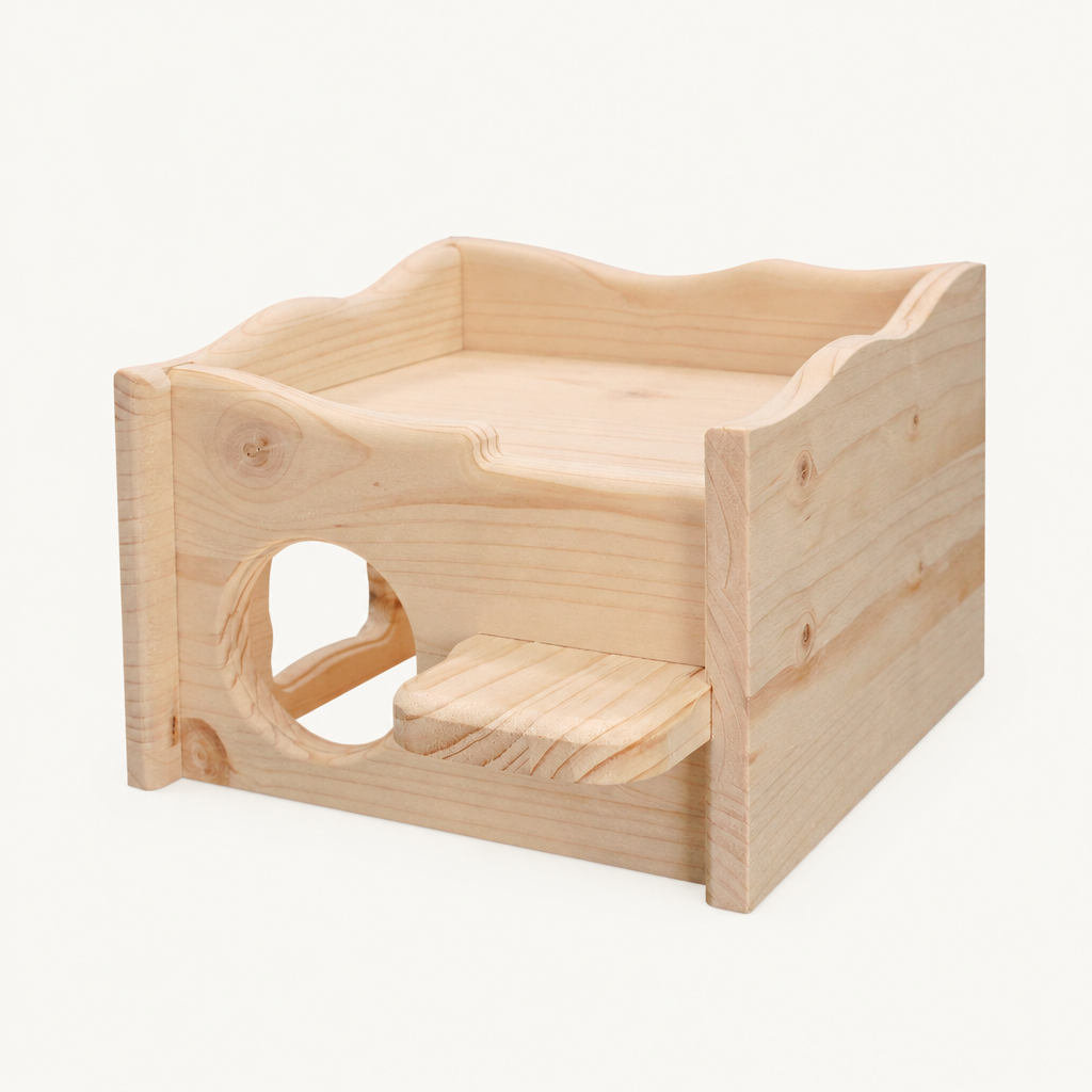 Resch Hamsterruine aus Fichtenholz – Holzhaus mit Aufgang – Rückansicht