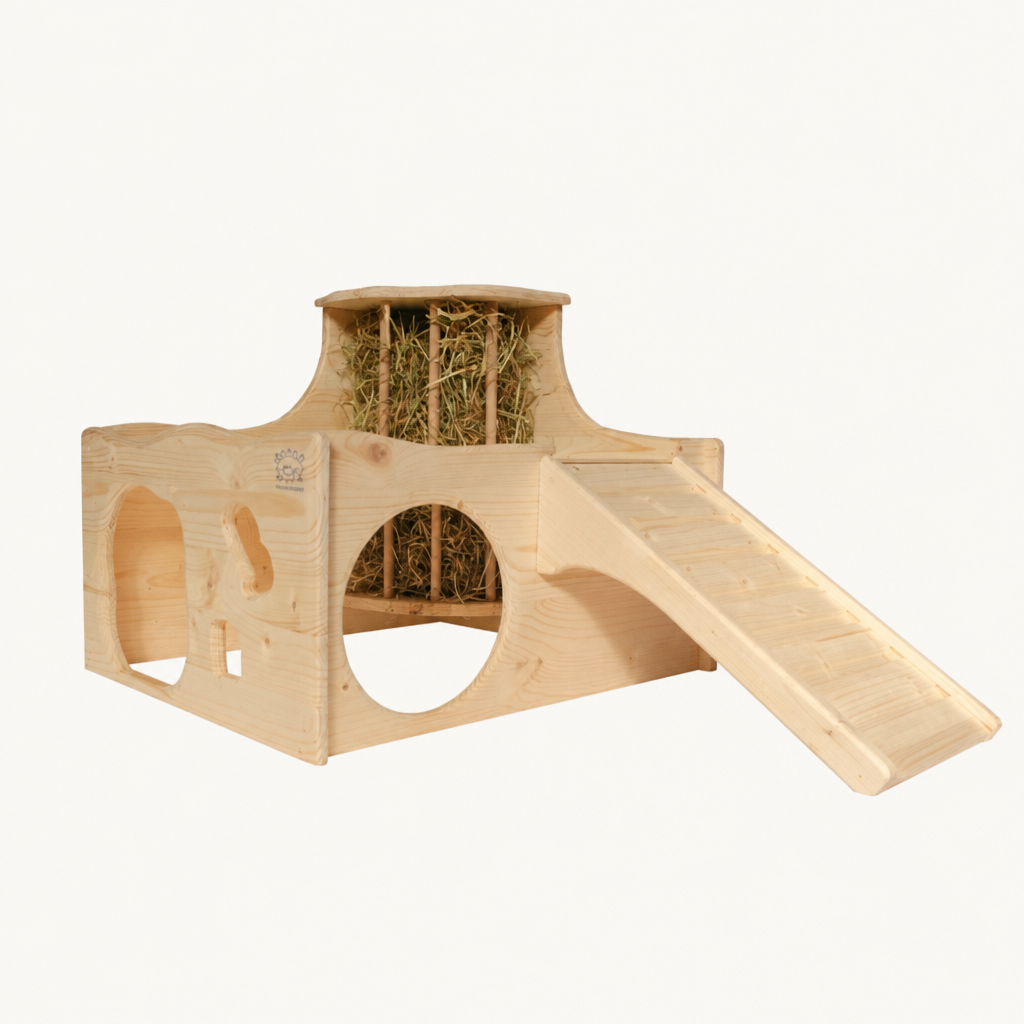 Resch Heuburg aus Fichtenholz – Kleintierhaus mit Heuraufe & Terrasse – Produktansicht 2