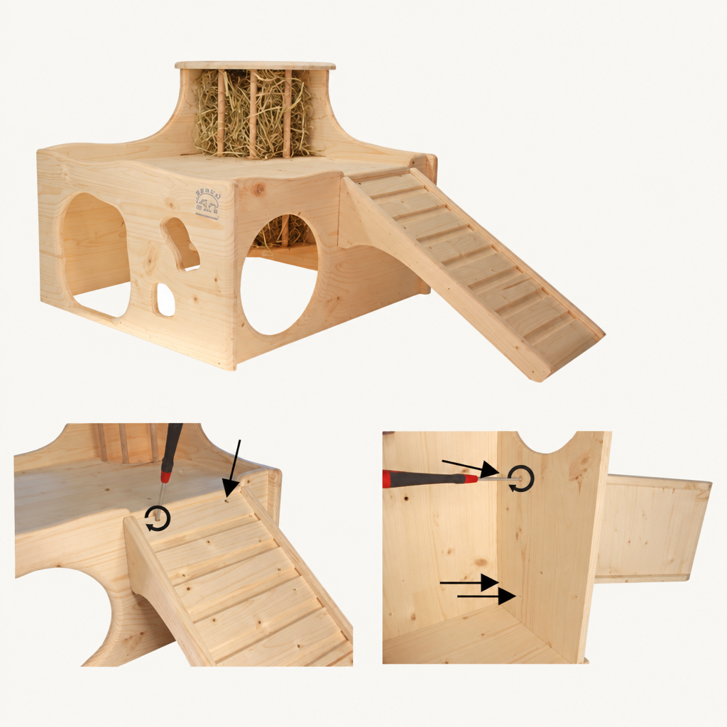 Resch Heuburg aus Fichtenholz – Kleintierhaus mit Heuraufe & Terrasse – Produktansicht 4