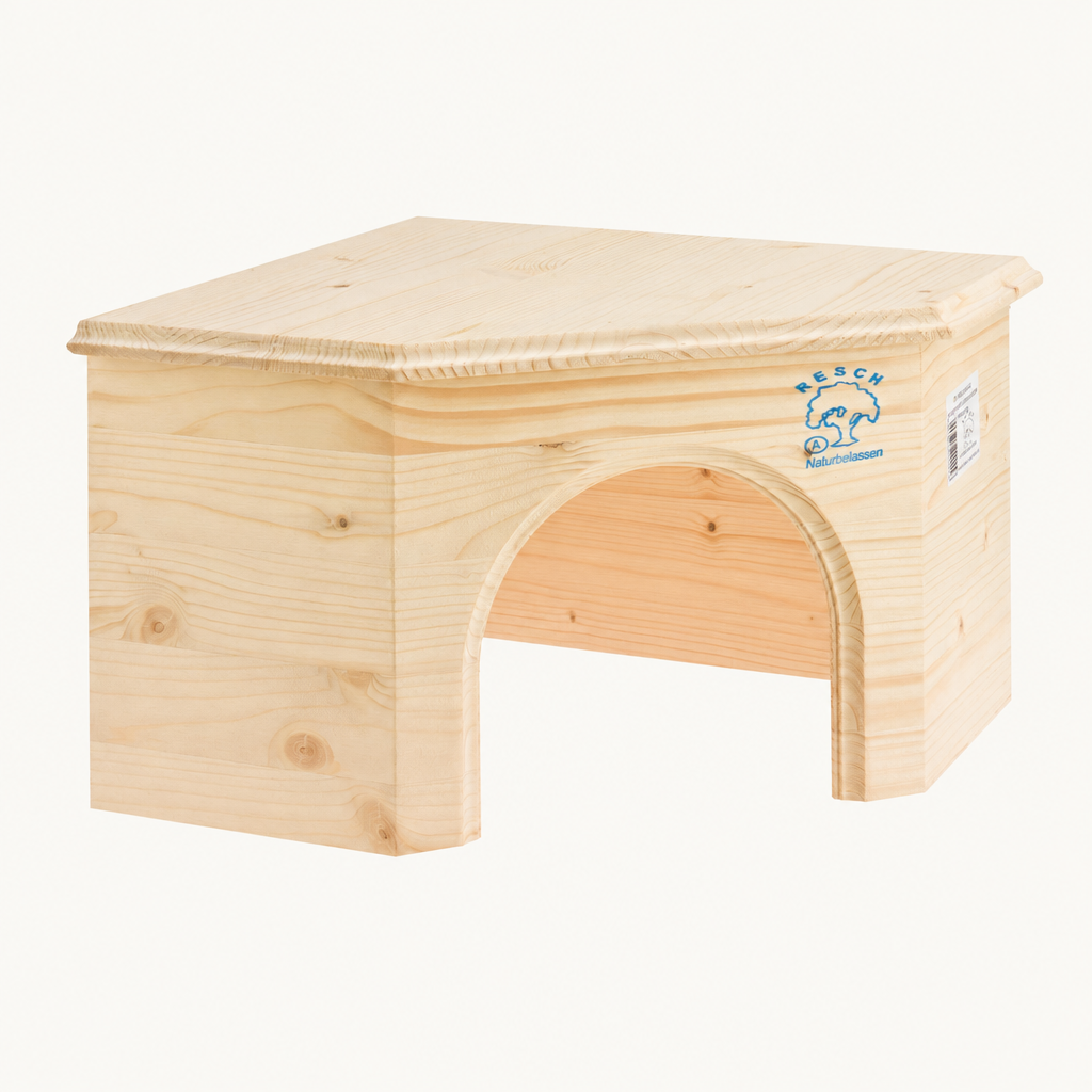 Resch Kaninchen Eckhaus aus Fichtenholz – platzsparendes Holzhaus – Hauptansicht