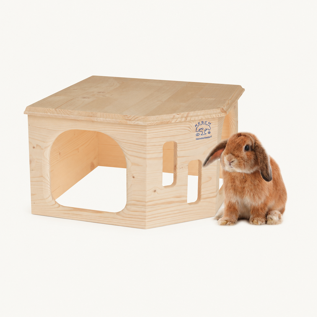 Resch Kaninchenecke Groß aus Fichtenholz – Holzhaus mit zwei Eingängen – Produktansicht 2