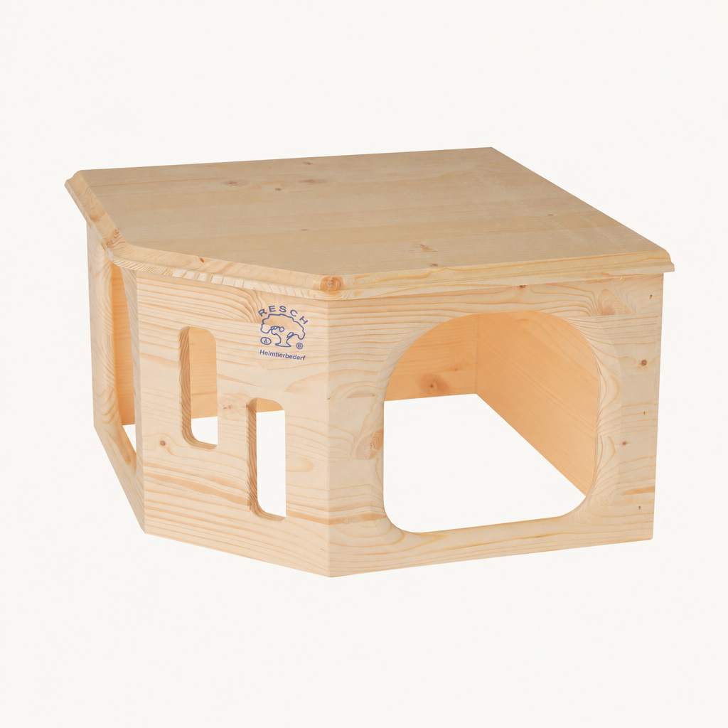 Resch Kaninchenecke Groß aus Fichtenholz – Holzhaus mit zwei Eingängen – Produktansicht 3