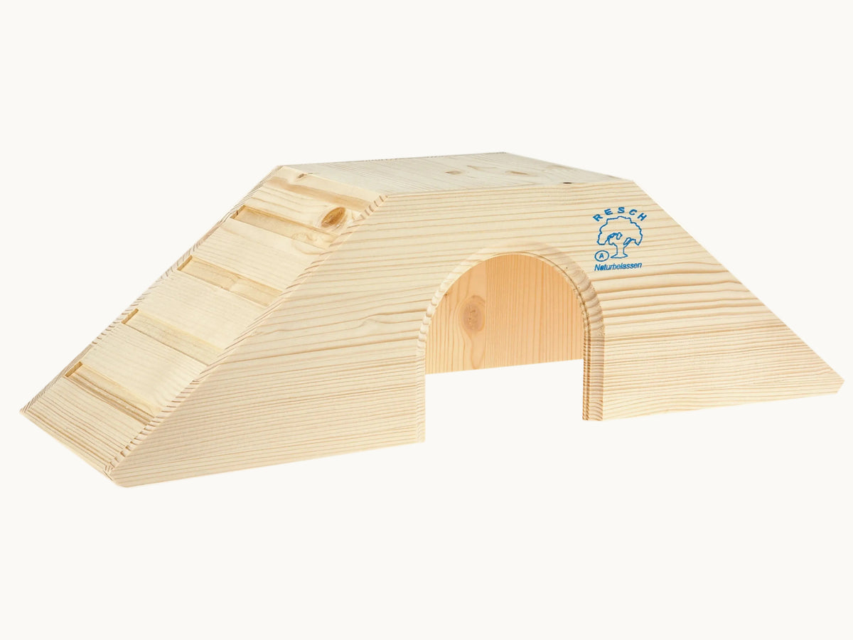 Resch Meerschweinchenhaus groß aus Fichtenholz – Kletterhaus mit Dachfläche – Hauptansicht