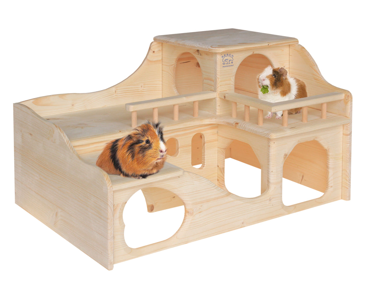 Resch Meerschweinchenschloss aus Fichtenholz – mehrstöckiges Kleintierhaus – Produktansicht 4