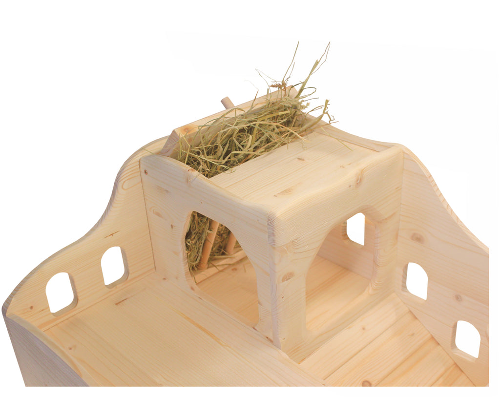 Resch Nagerburg XL aus Fichtenholz – Kleintierburg mit Heuraufe – Produktansicht 4