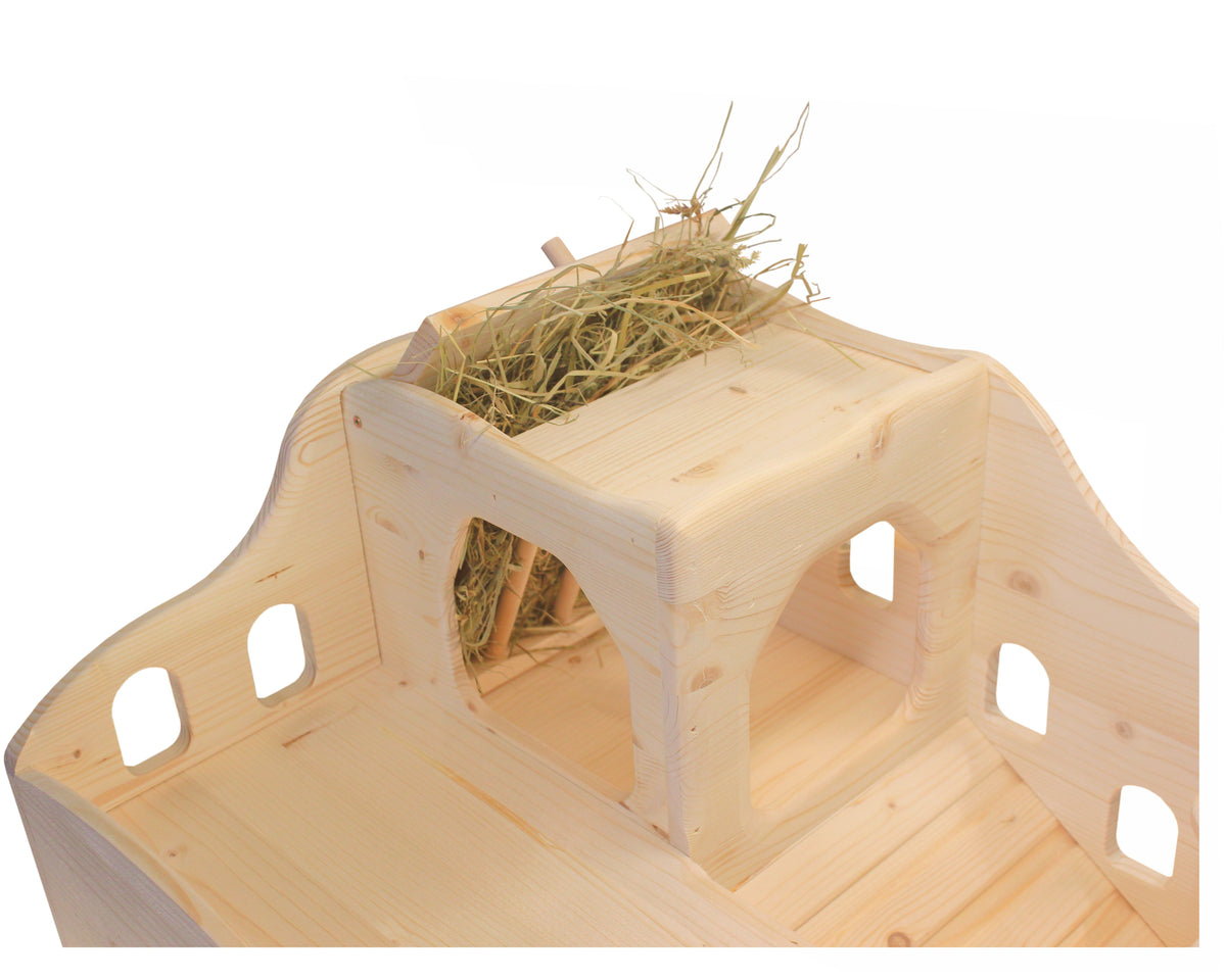 Resch Nagerburg XL aus Fichtenholz – Kleintierburg mit Heuraufe – Produktansicht 4