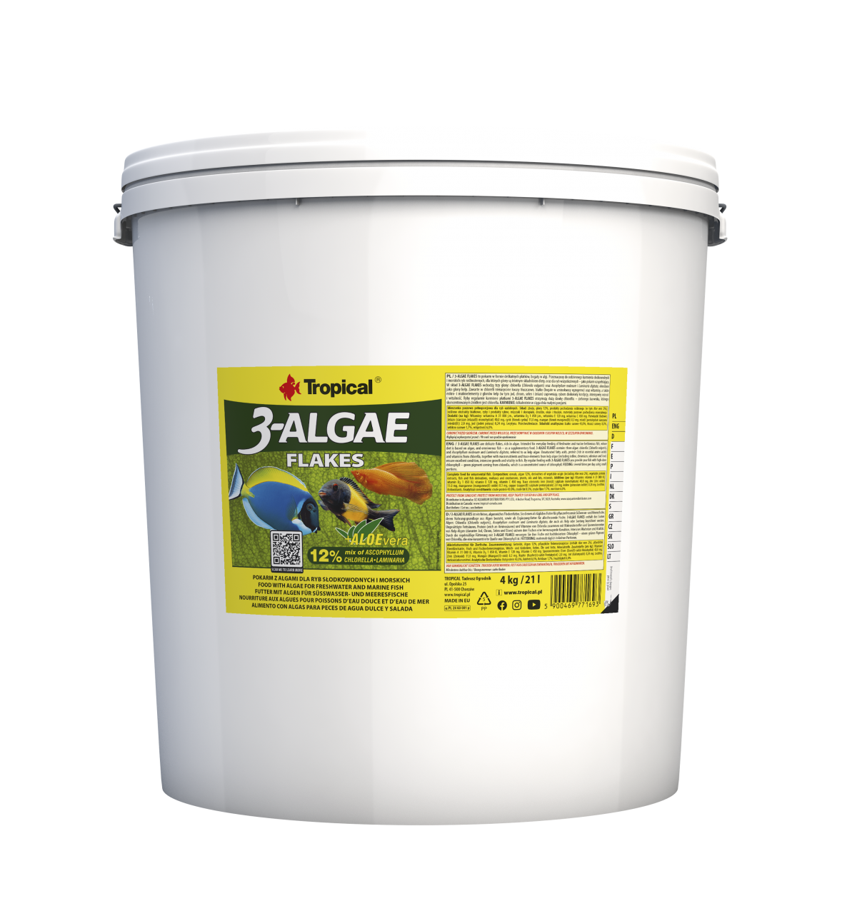 Tropical 3-Algae Flakes 21 l / 4 kg Eimer