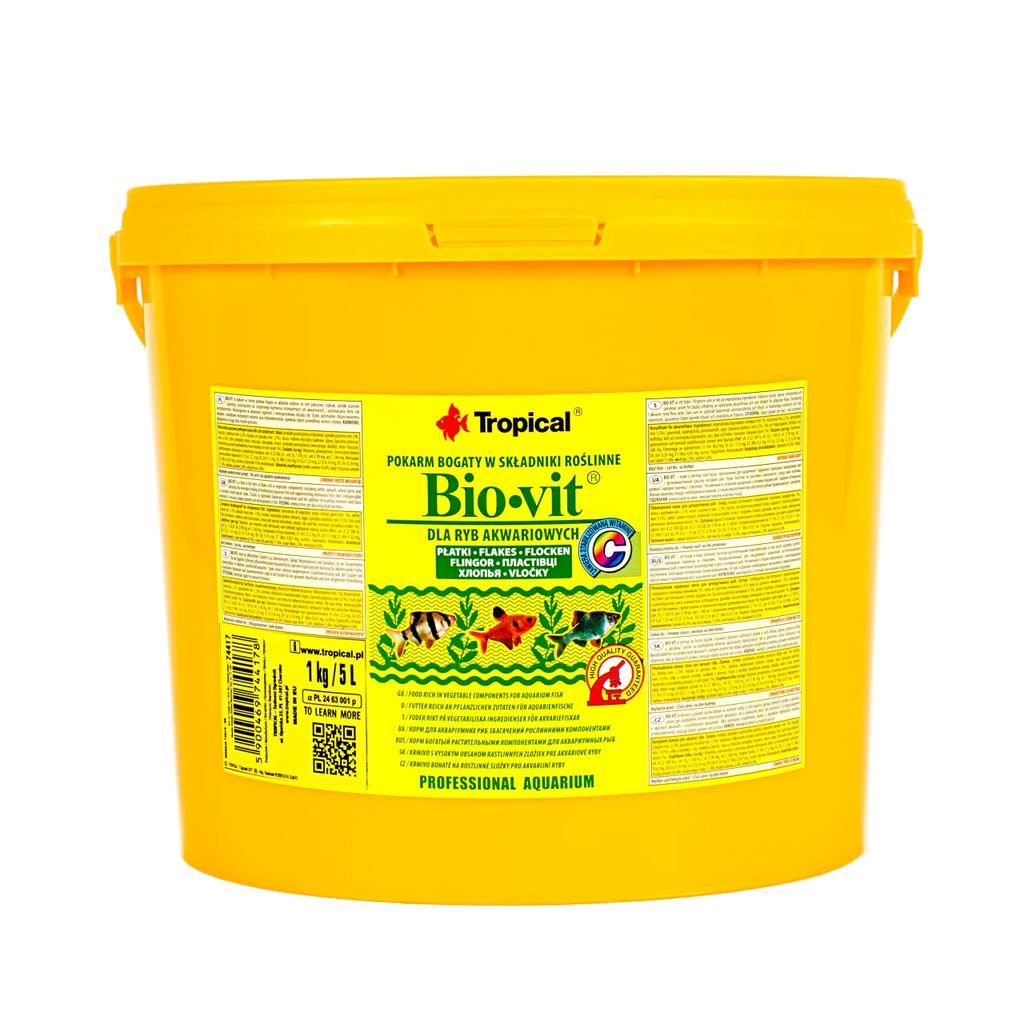 Tropical Bio-Vit 1 Liter pflanzliches Flockenfutter für Zierfische