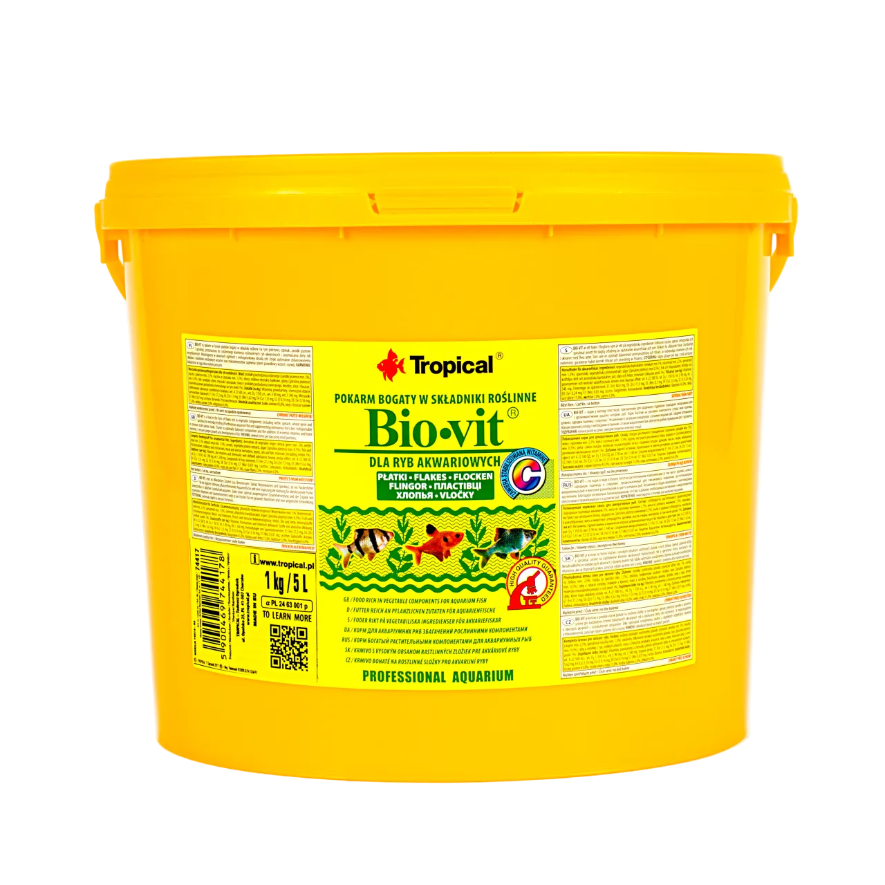 Tropical Bio-Vit 1 Liter pflanzliches Flockenfutter für Zierfische