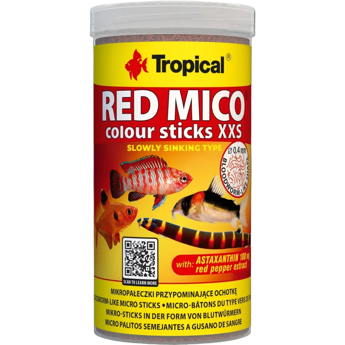 Tropical Red Mico Colour Sticks XXS feine 0,4 mm Futtersticks für kleine Zierfische